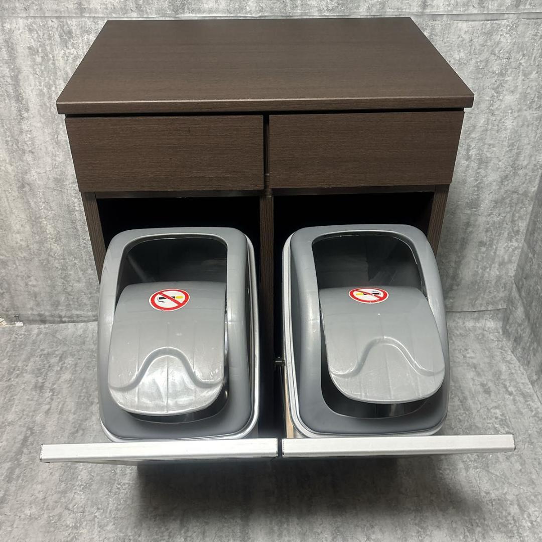 【ほぼ新品】クロシオ 分別 ダイニングダストボックス 2D 木目ブラウン 2分別