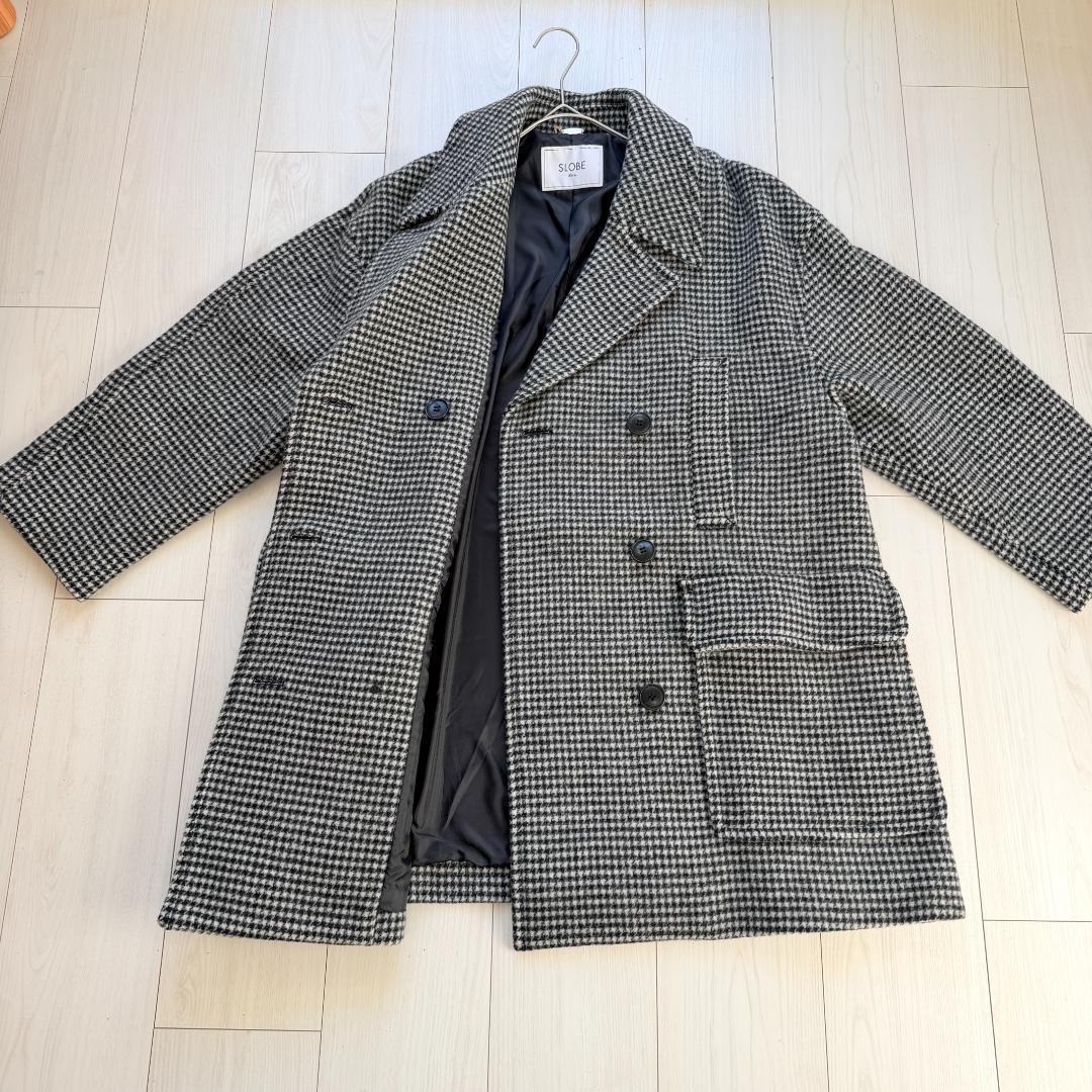 美品・完売品　スローブイエナ　メルトンビッグPコート　千鳥柄　希少　36