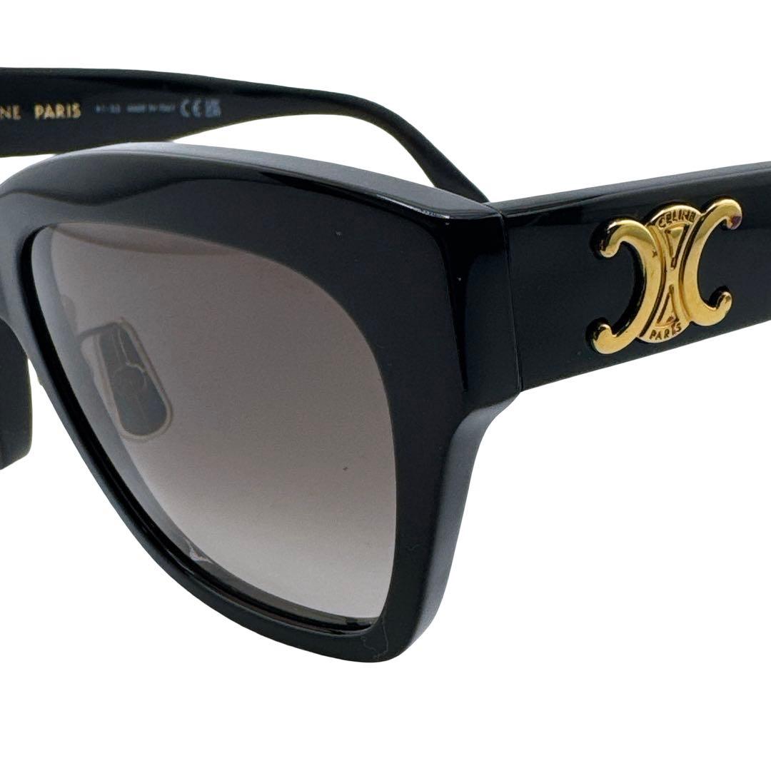【ケース付】セリーヌ サングラス トリンオフ ロゴ ゴールド金具 ブラック 黒