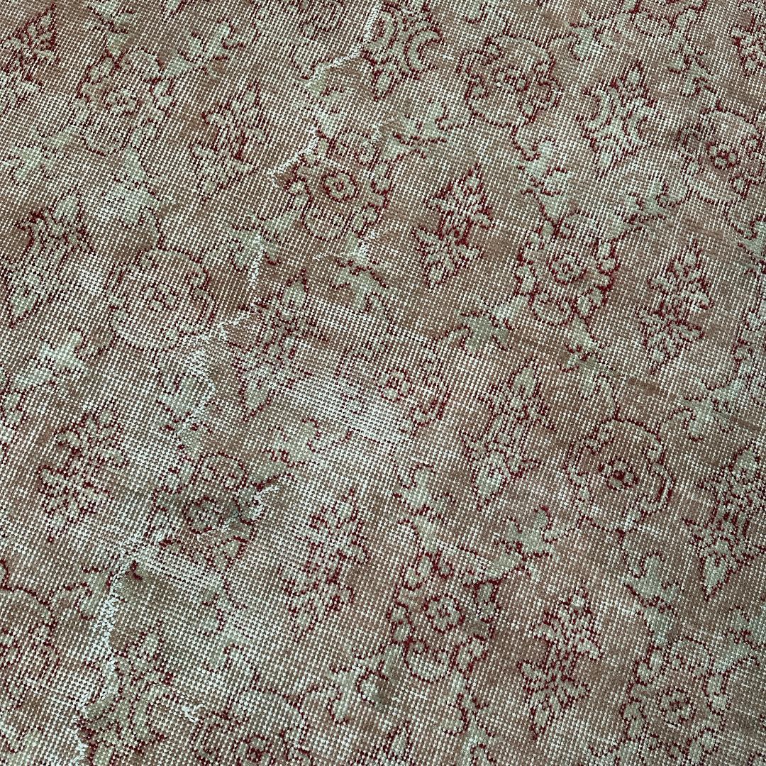 トルコ ヴィンテージラグ A95 レア人気柄 紋章 ピンクベージュ レッド