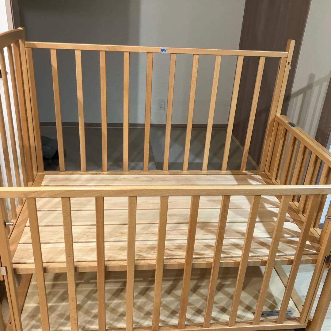 ハイタイプベビーベッド ツーオープン式｜板高さ調節可｜YAMASAKI製　すのこ