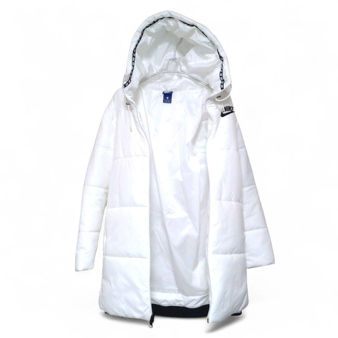 極美　ナイキ　レディース 中綿ダウンジャケット　L　フード付　防寒　ホワイト