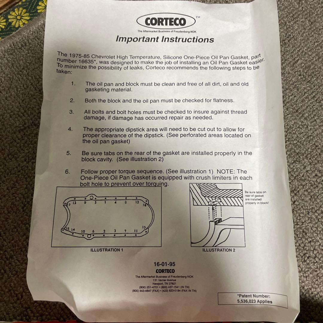 シボレー 1975-85 オイルパンガスケット