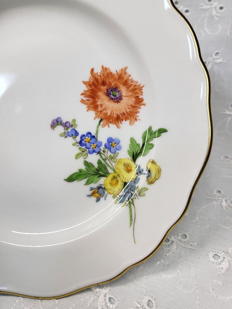 未使用近❤マイセン ベーシックフラワー 3つの花 プレート皿 ケーキ デザート