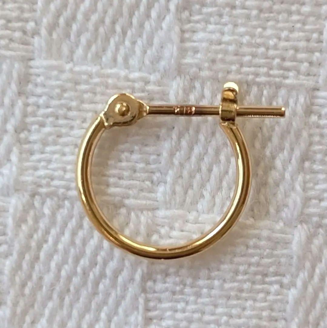 フープピアス 片耳用 18金 太さ1mm 直径10mm 刻印あり