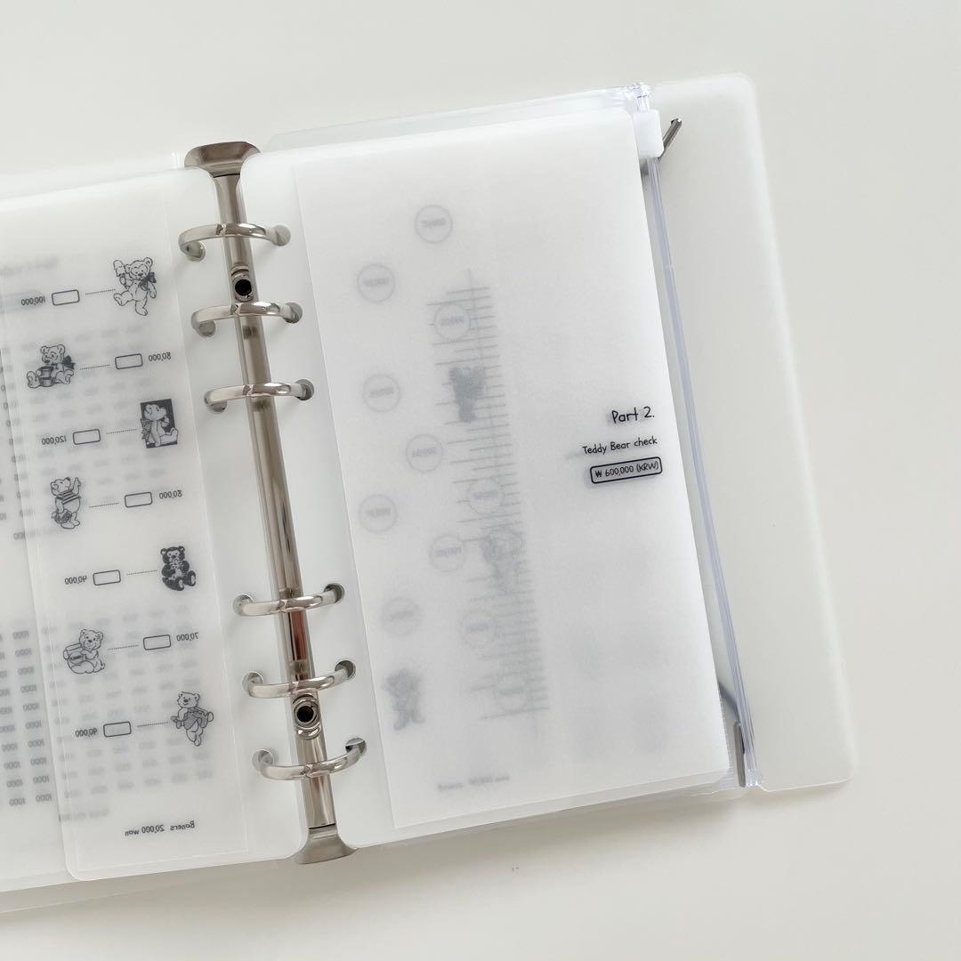 早い者勝ち　韓国　貯金　貯蓄　バインダー　カバー　リフィル　A6 くま　ベア