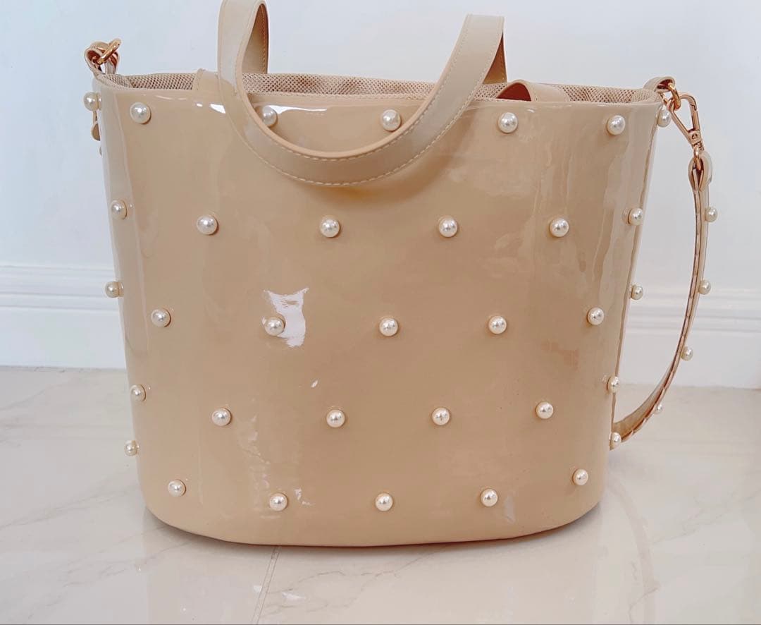 ducie キャリー　小型犬　チワワ　パテントレザーパールキャリー