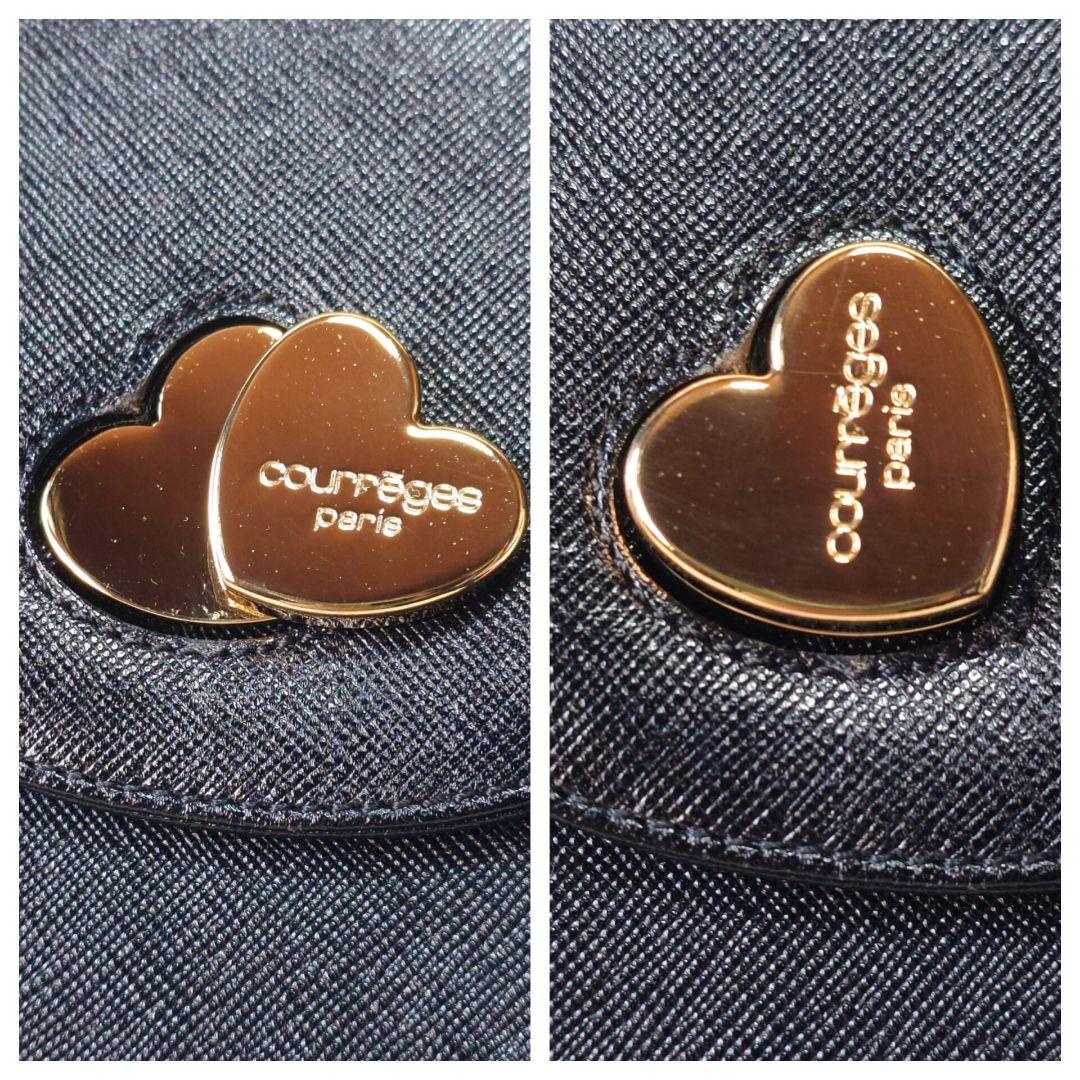 ✨courrèges クレージュ ハンドバッグ フォーマル ブラック ハート金具