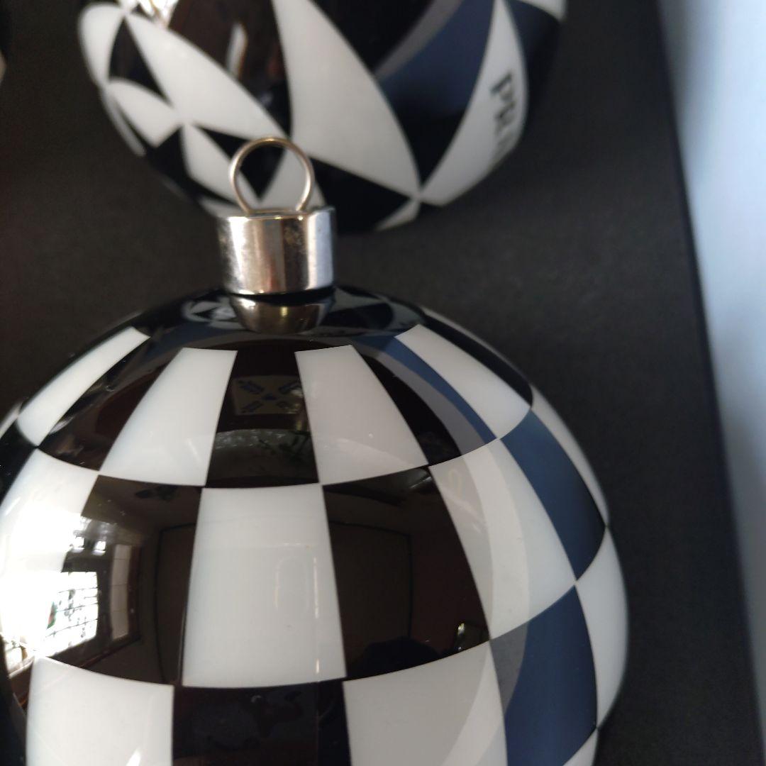 PRADA 白黒チェッカーオーナメント 4個セット