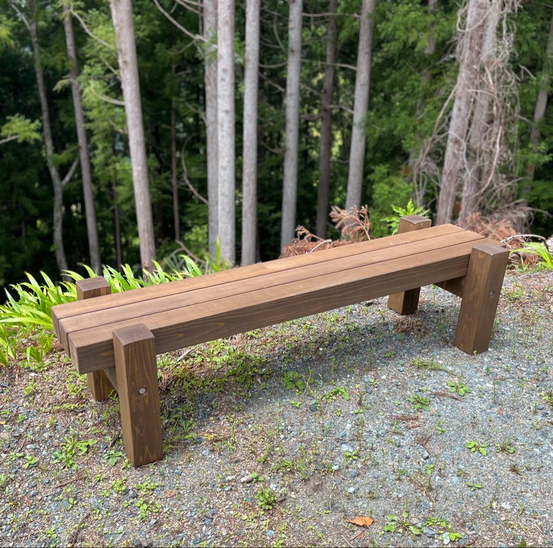 どっしり無垢の140cmフラワーガーデンベンチ 庭 木製