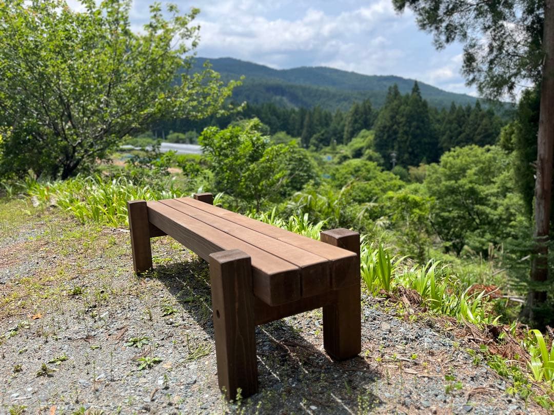 どっしり無垢の140cmフラワーガーデンベンチ 庭 木製