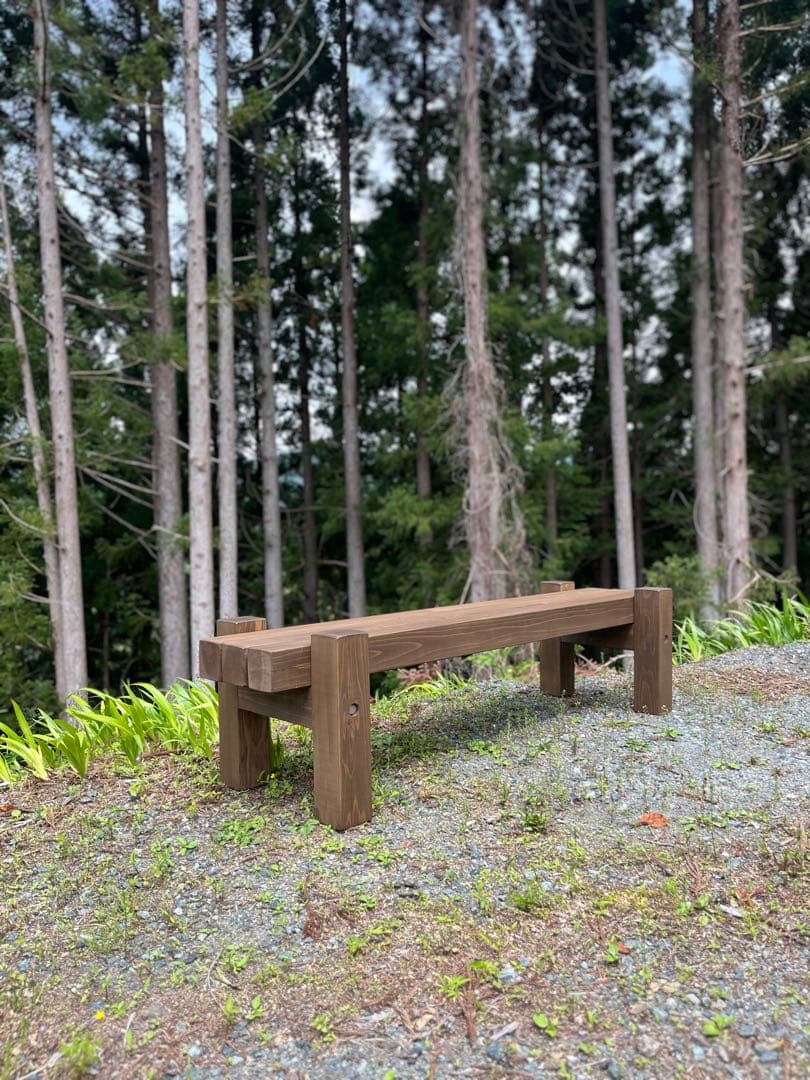 どっしり無垢の140cmフラワーガーデンベンチ 庭 木製