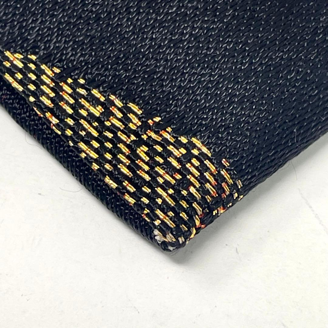 ［ 袋帯/振袖 ］ポリエステル　黒　金　雪芝　雪輪　芝草　成人式　振り袖　洗える