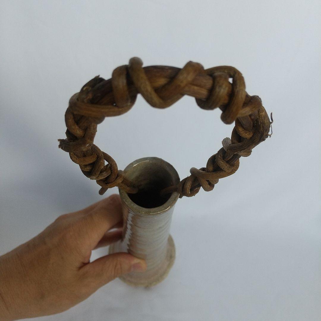 萩焼　坂田泥華　つる付花入　長期保管品　木箱付　3万円