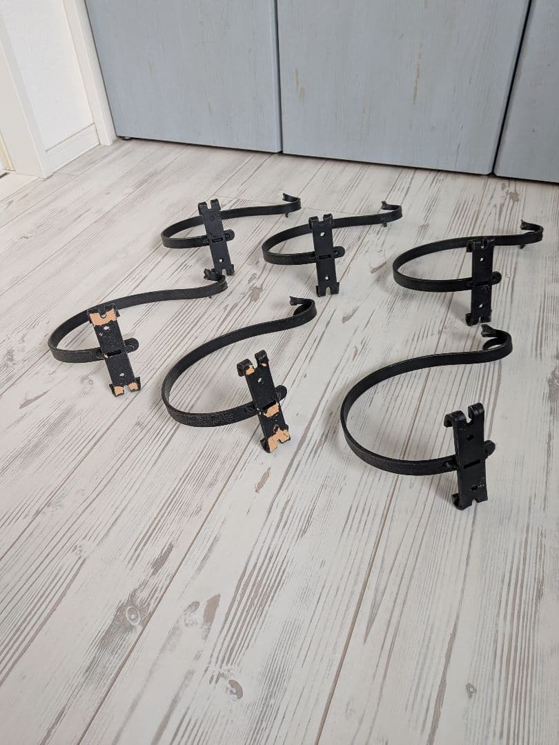 黒い金属製アイアンウォールフック 6個セット