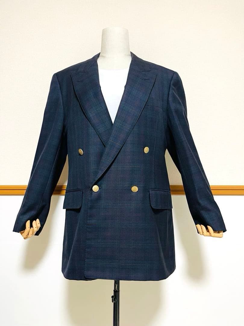 極美品 バーバリー ダブル 紺ブレ 6ボタン 金ボタン ＸL相当 イギリス製