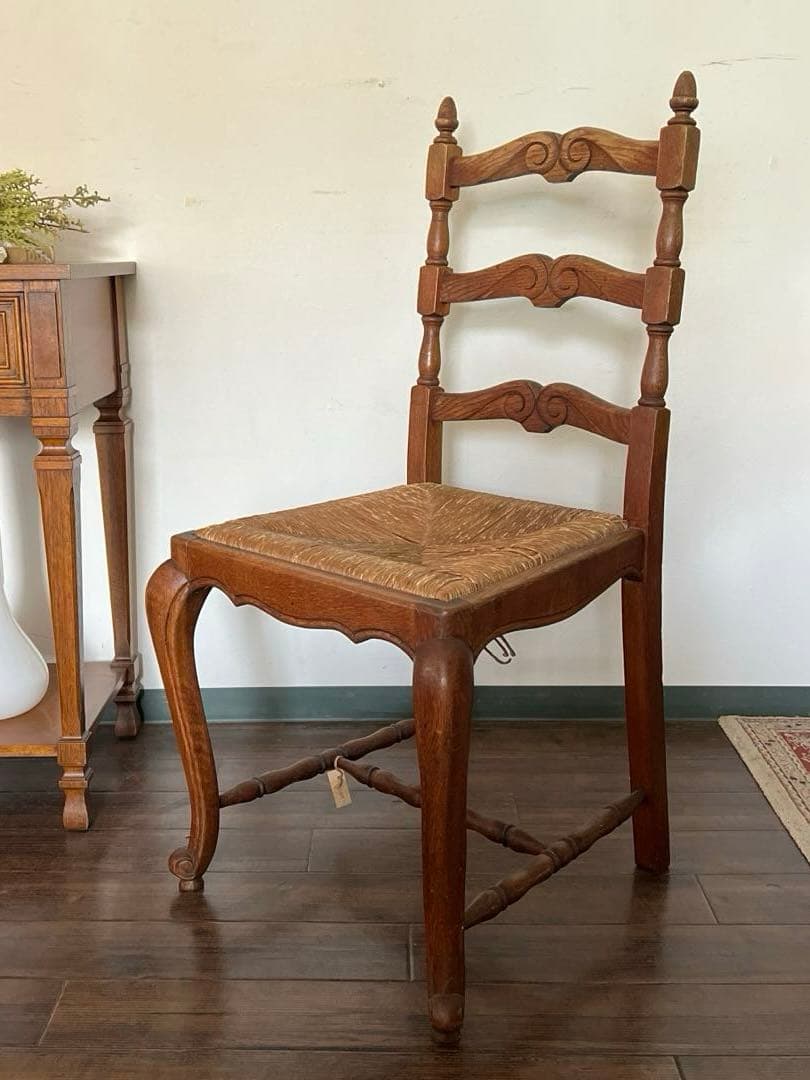 k194r124 フレンチアンティーク ラッシュシート ダイニングチェア 1脚