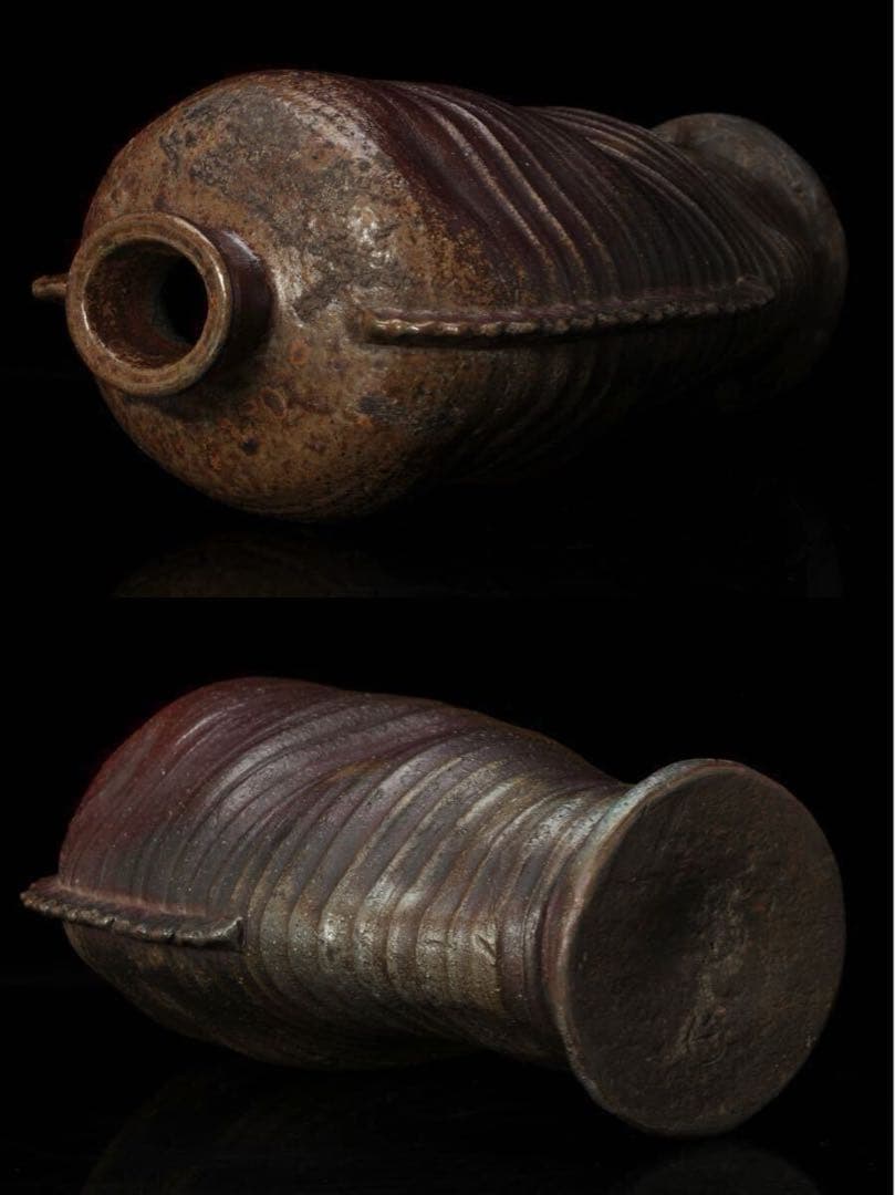 桂又三郎 江戸中期 古備前 船虫徳利 酒器 備前焼 識箱 鑑定箱付 壺 花入