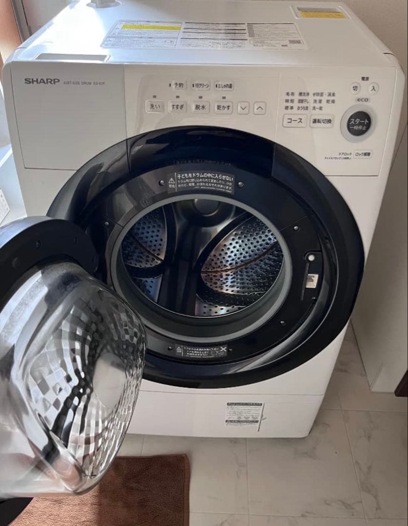 【美品】シャープ ドラム式 洗濯乾燥機 ES-S7F-WL　左開き(ヒンジ左)