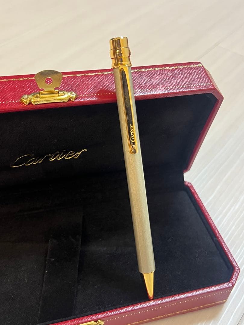 Cartier サントス　ボールペン シルバー・ゴールド 専用ケース付き