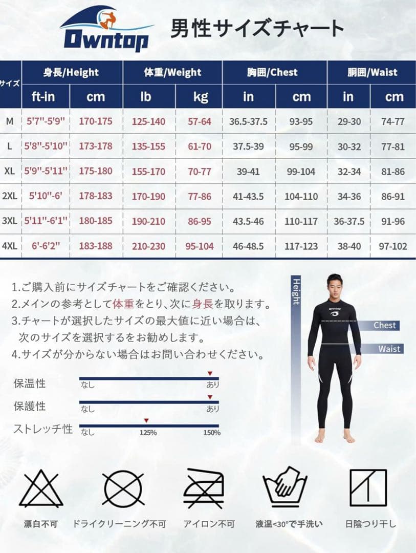 ウエットスーツ　3ミリ　フルスーツ　サイズXL