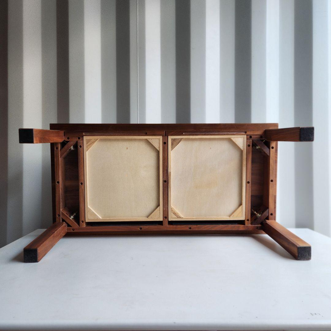 廃盤　無印　無垢材　ローテーブル　引き出し　ウォールナット