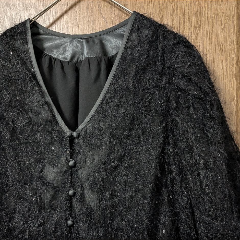 トップス Ameri BRUSHED LACE VOLUME SLEEVE BLOUSE