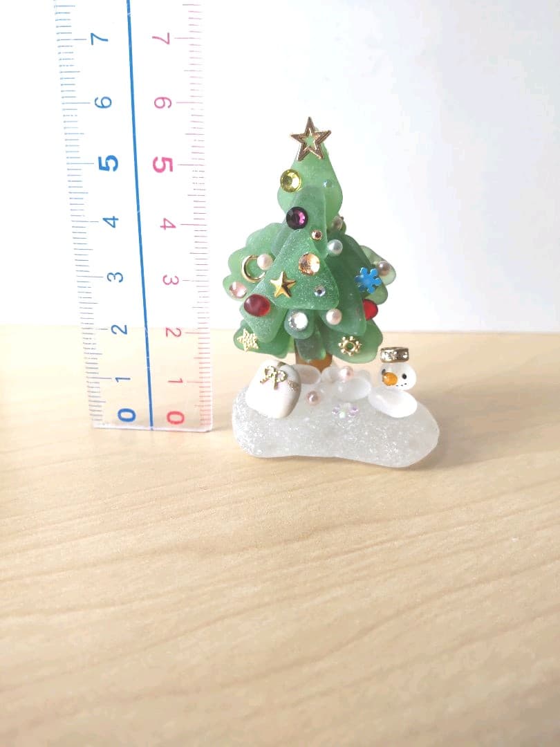 シーグラスアート　ミニ立体アート　クリスマスツリー　フィギュア　ミニチュア