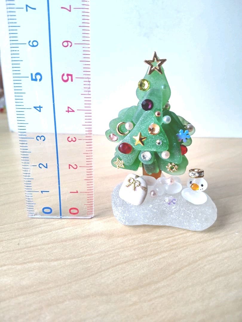 シーグラスアート　ミニ立体アート　クリスマスツリー　フィギュア　ミニチュア