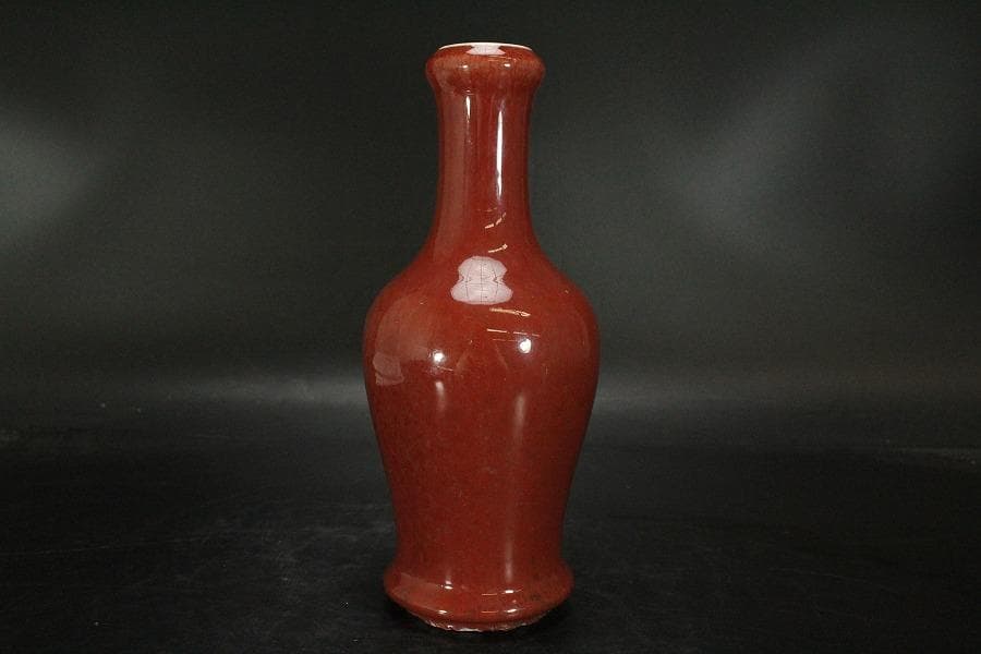 中国美術 釉裏紅 瓶 高21cm RC783