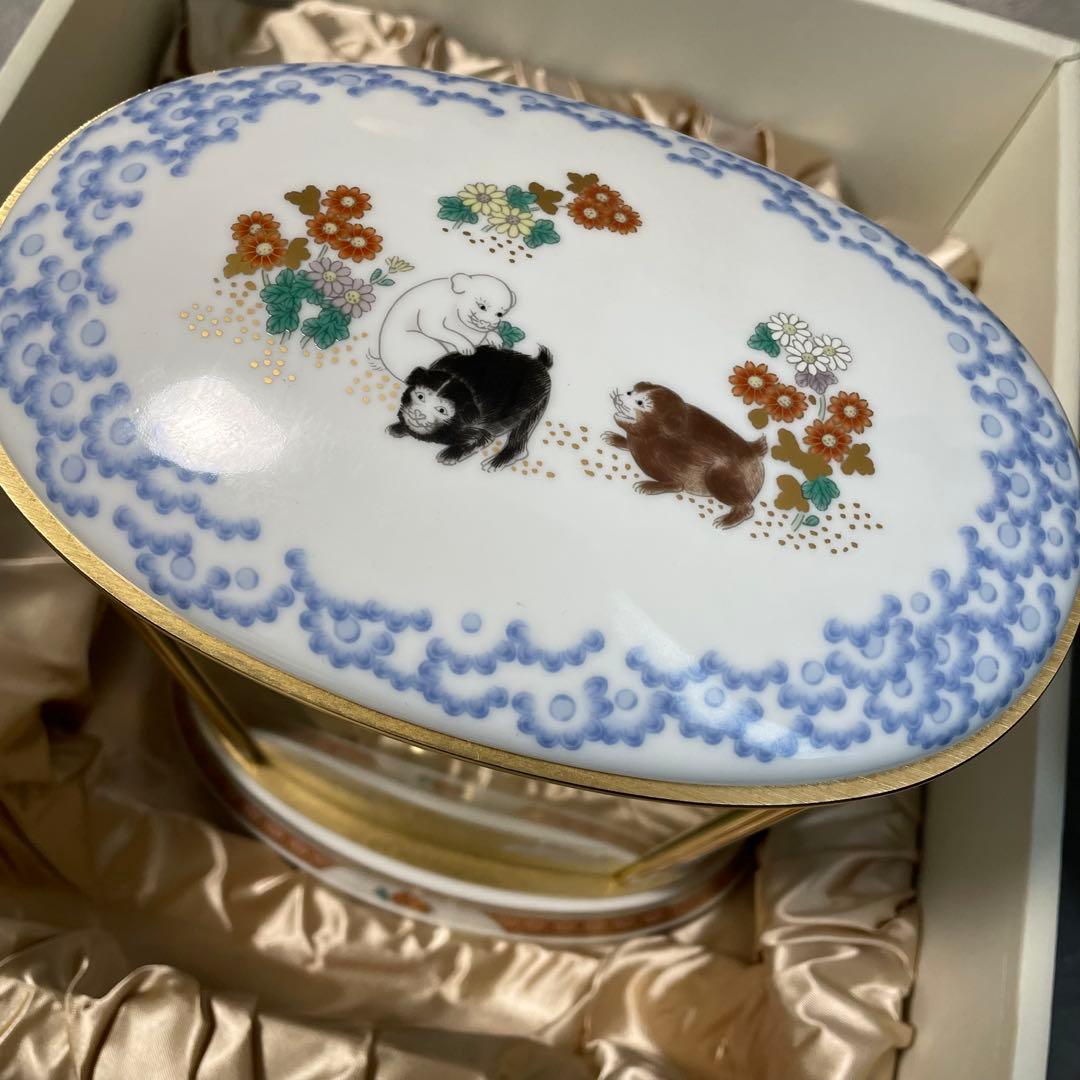 展示品 リズム時計 陶器製花柄置時計