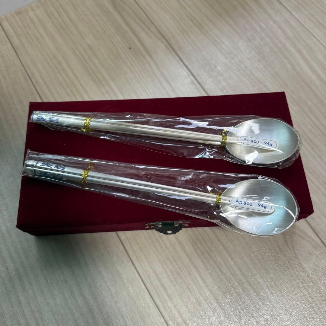 【新品】銀 AG800 94gx2 箸 スプーン カトラリー 中国 韓国