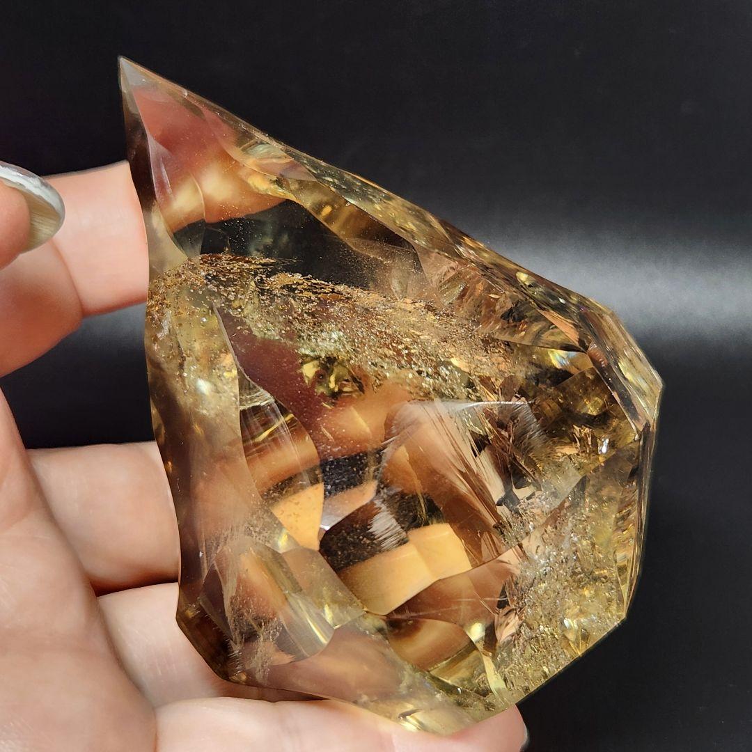 レア！【新品】天然ゼウスクオーツ ダイヤモンド置物 ★スモーキーシトリン★手彫り