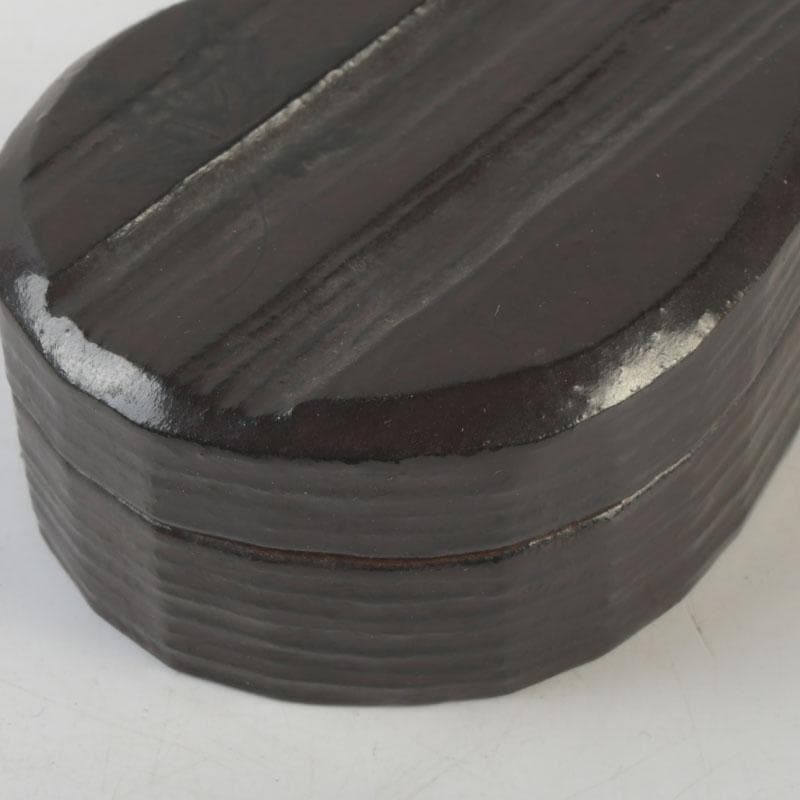 茶道具　黒塗　瓢箪形　香合　花押あり　時代箱　V　9880