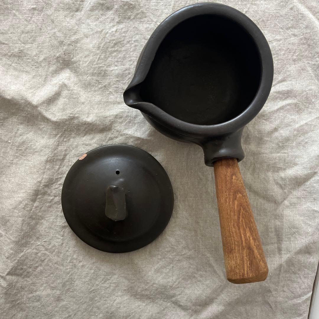 レア　大きいサイズ　馬場勝文　ミルクパン　耐熱土鍋　大　黒　蓋付き