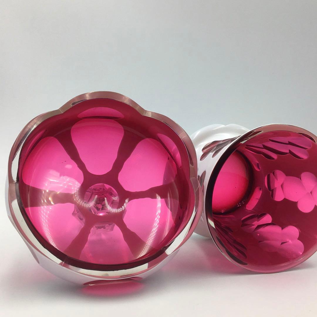 ビンテージアンティーク白被せ大正切子 キャンディポット　チェコ チェコスロバキア