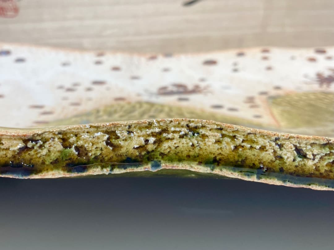 214【玉置保夫　保夫窯】長方皿　志野　織部　食器　台所　共箱