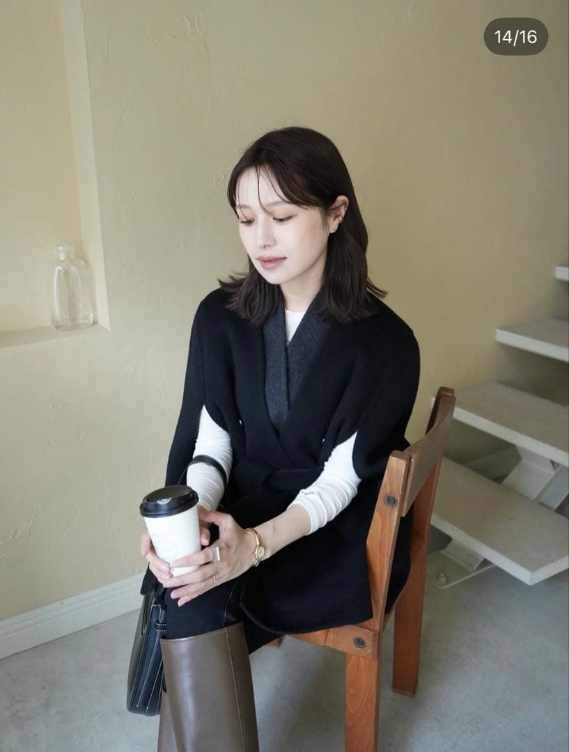 LAUBE BLANC リバーシブルポンチョ♡美品