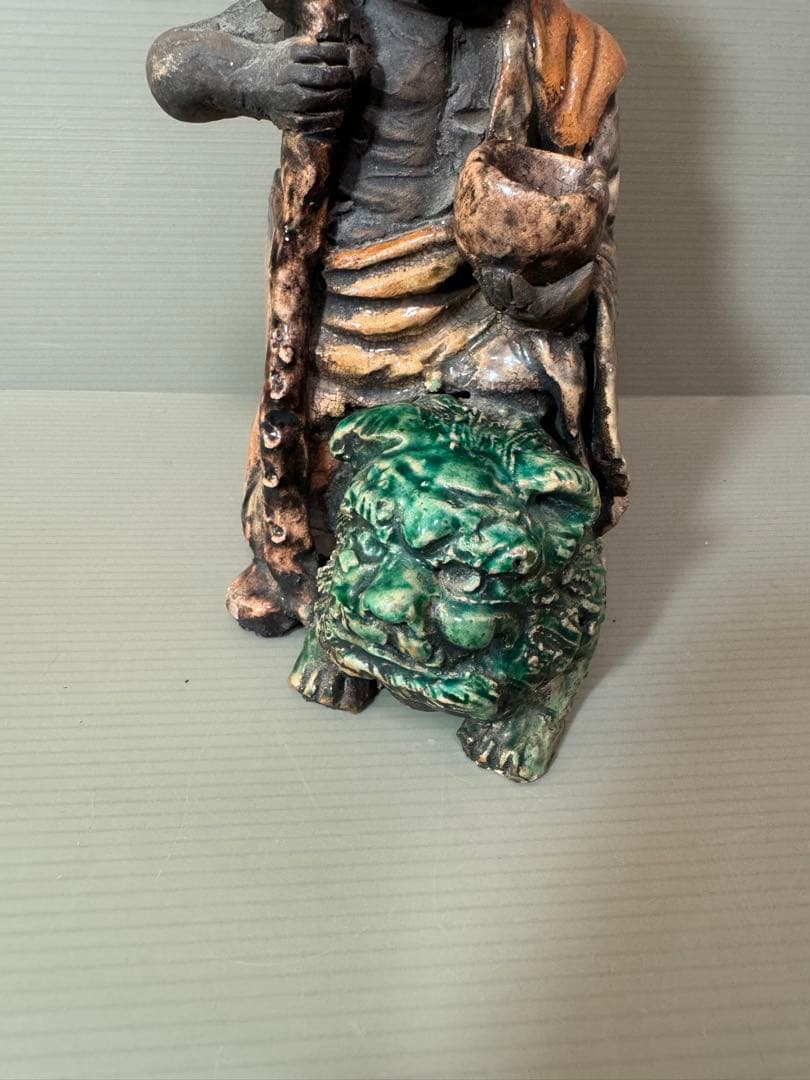 2719 時代物 人物 仙人青獅像　古美術 置物