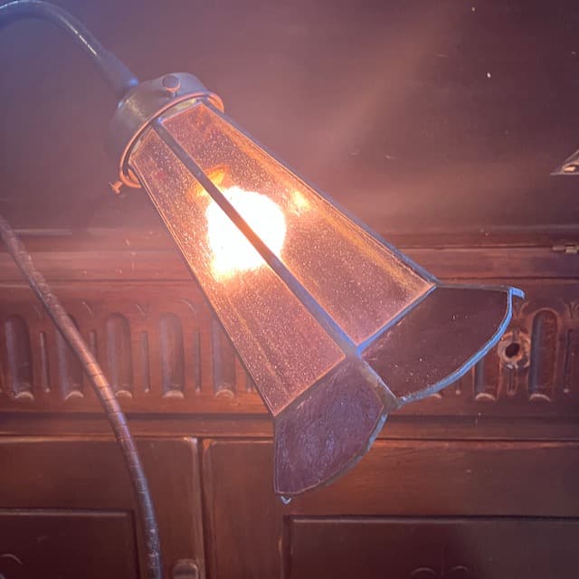 ヴィンテージ ステンドグラス テーブル ランプ 照明 グースネック 気泡 古道具