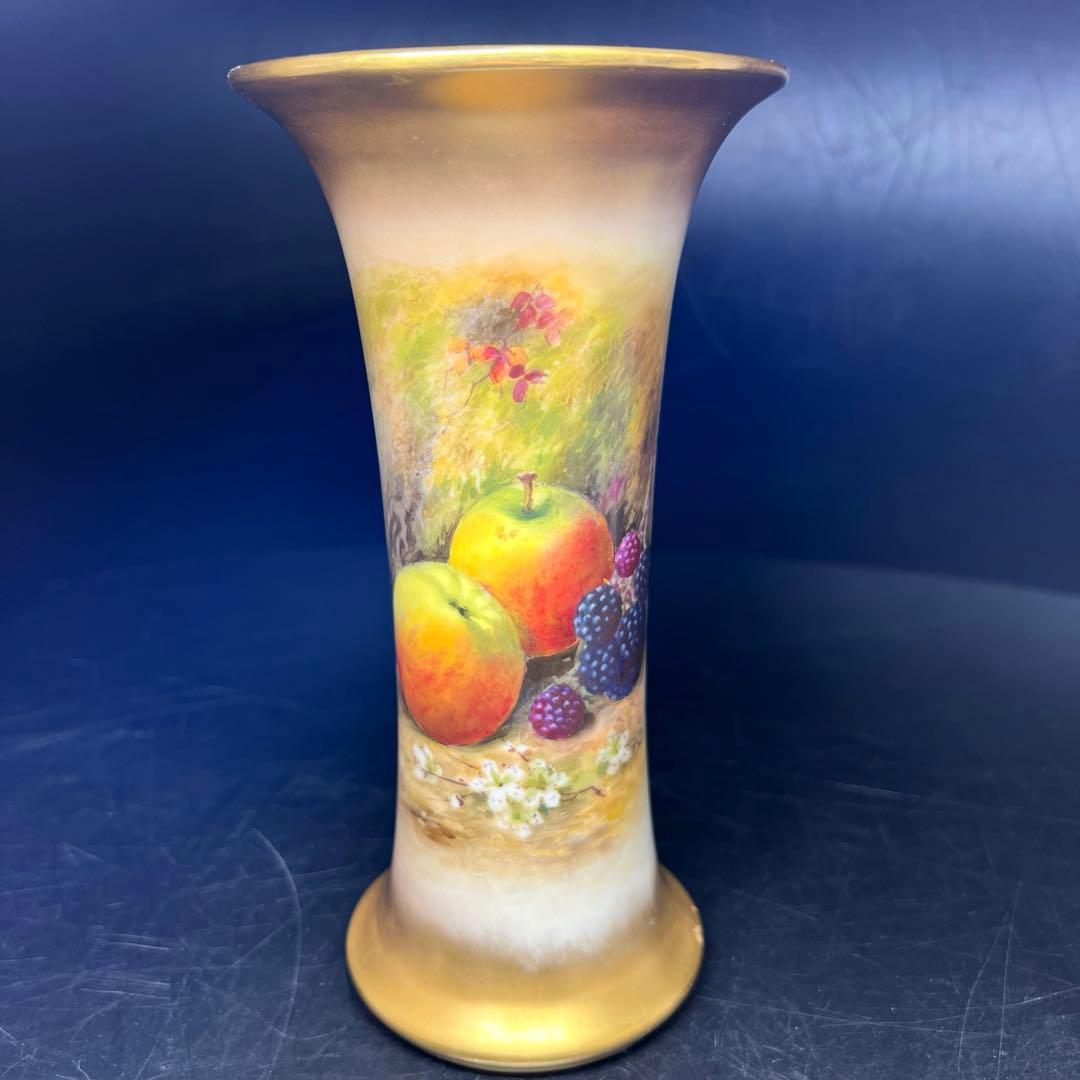 1924年イギリス　ロイヤルウースター　ペインテッドフルーツ花瓶　共箱