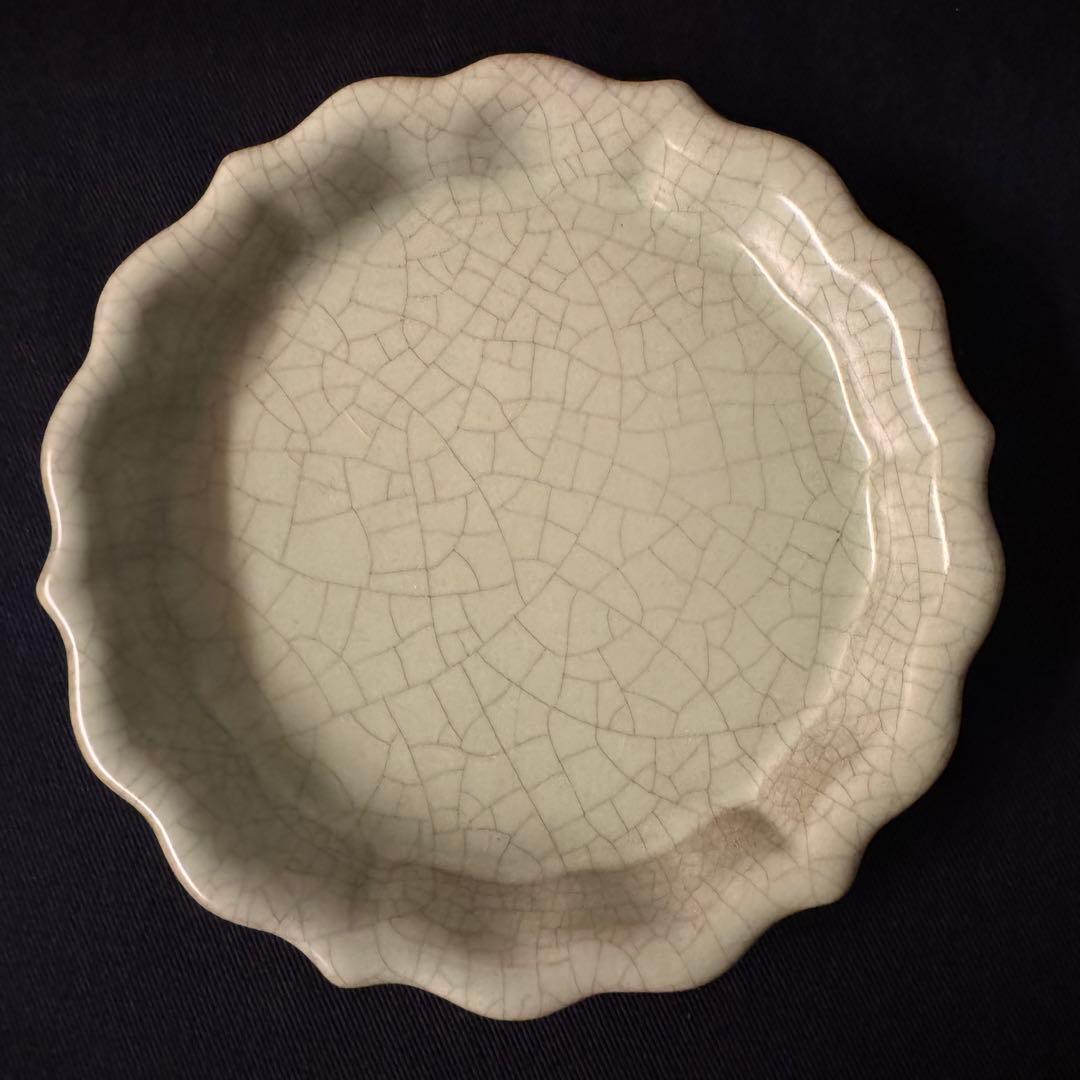 弓野窯　人間国宝　中島宏　青磁輪花　青磁　皿　2枚　中島ブルー