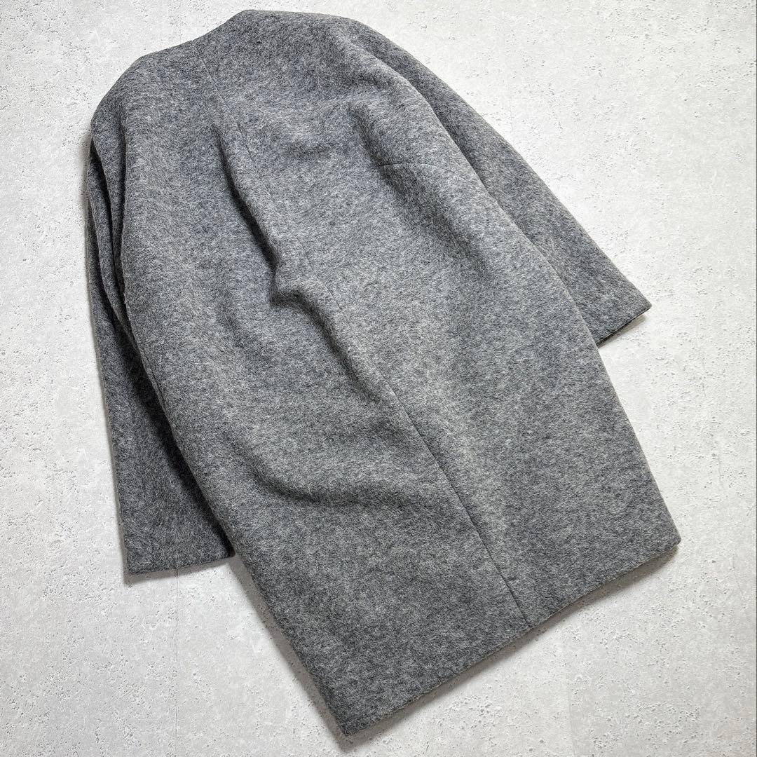 エンフォルド　ダウンライナー付き　ウール　２WAYノーカラーコート　グレー