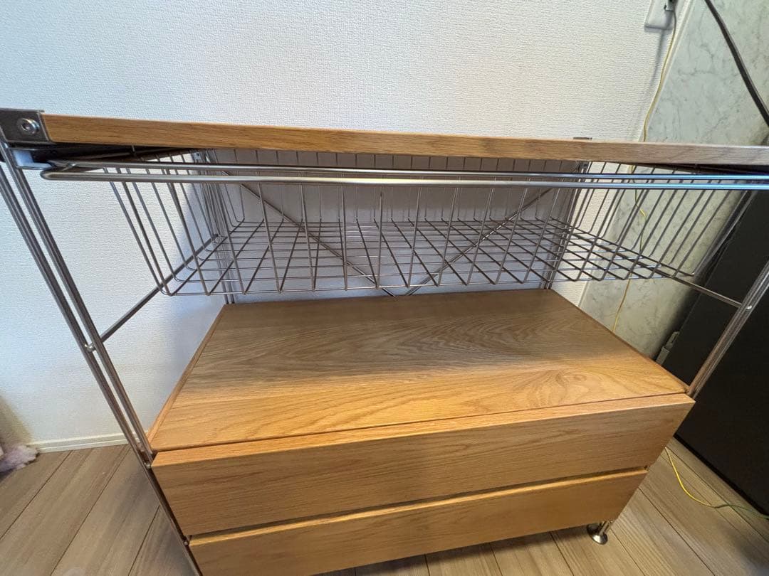 無印良品 ステンレスユニットシェルフ オーク材 ワイド 小