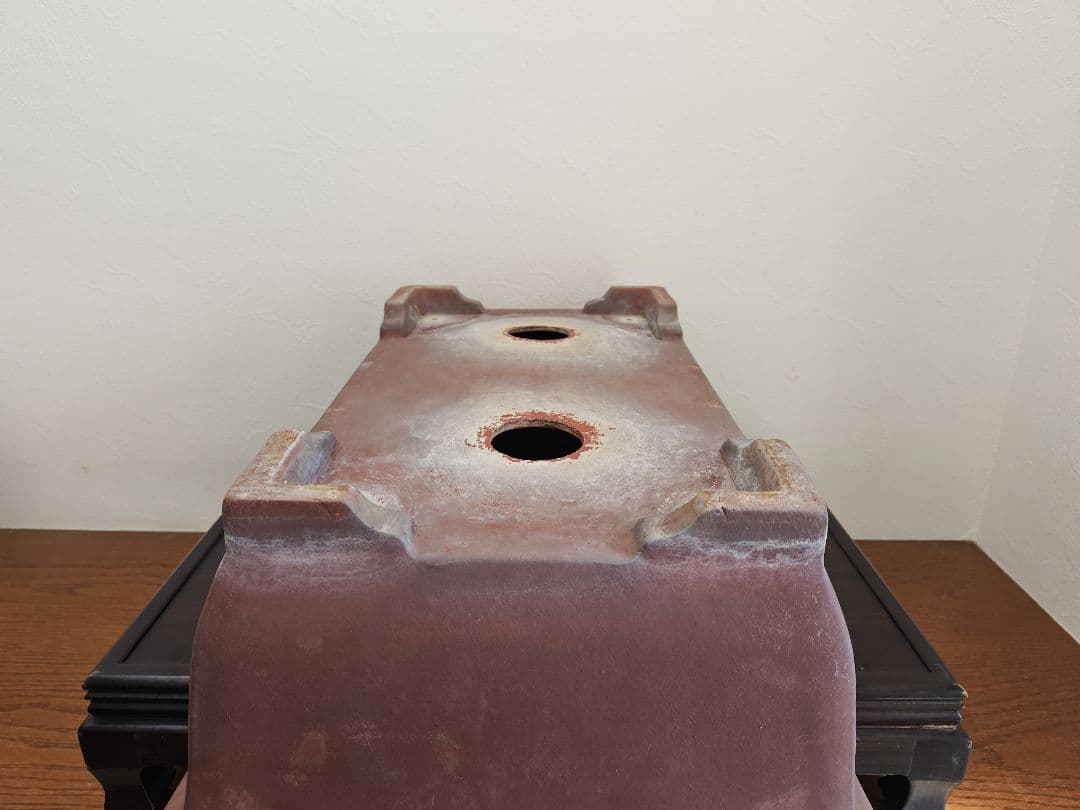 赤色長方形陶器鉢　希少サイズ　超大型 約61cmx39cm×20.5cm