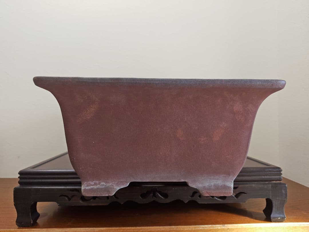 赤色長方形陶器鉢　希少サイズ　超大型 約61cmx39cm×20.5cm