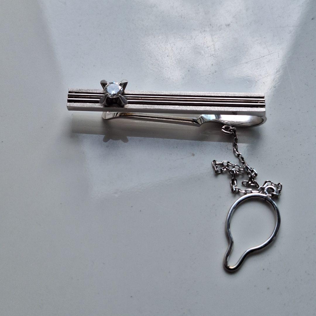 あ*3様 K14WG　ネクタイピン 5.64g ダイヤモンド付き