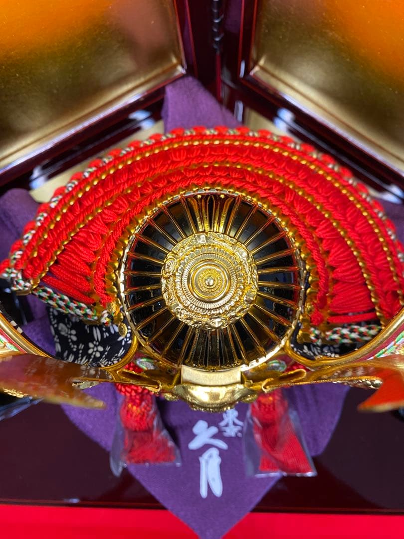 東京久月　五月人形　家紋付き兜飾り収納セット