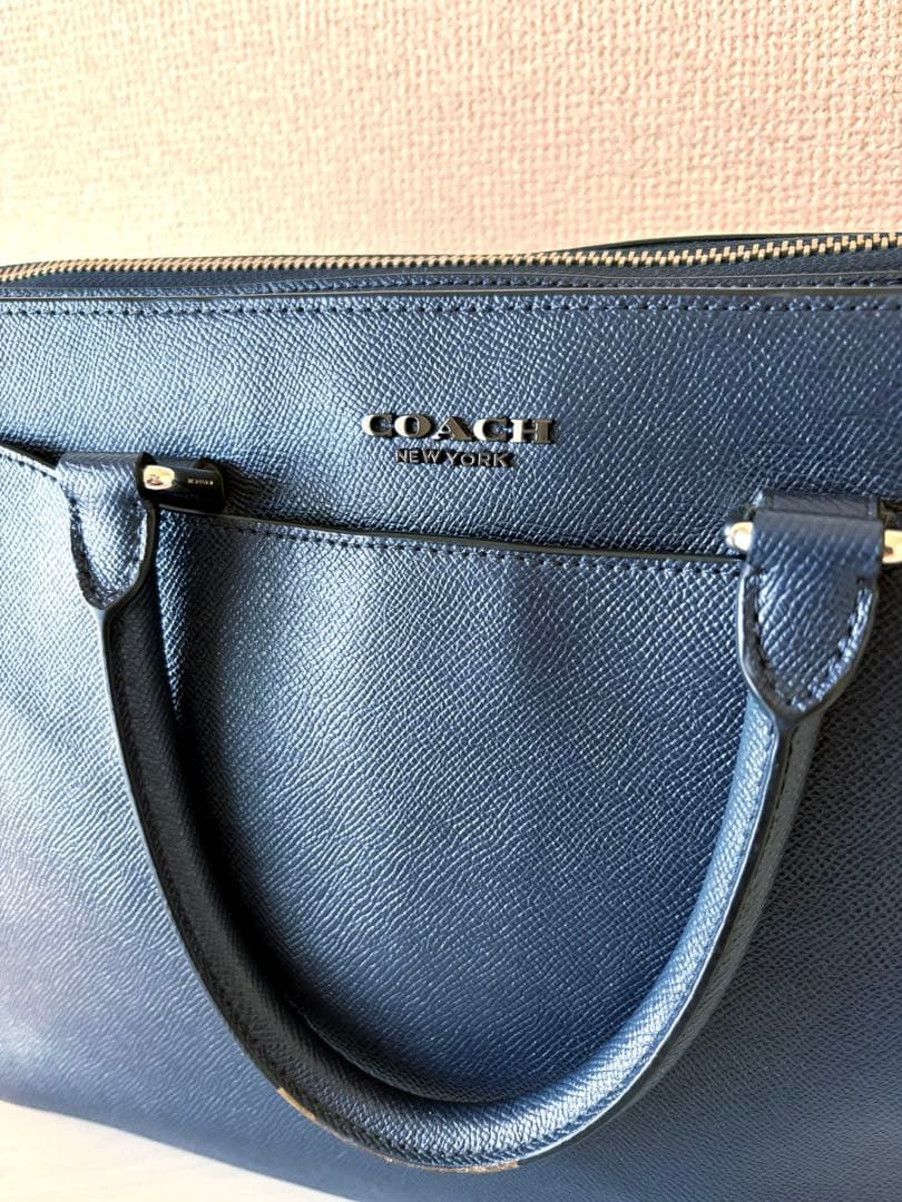 おしゃれ COACH コーチ レザービジネスバッグ ネイビー
