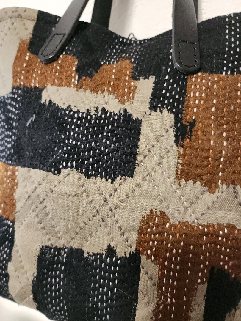 ★★★新作　秋色　幾何学模様の刺し子トードバッグ　一点物　センソユニコ慈雨等